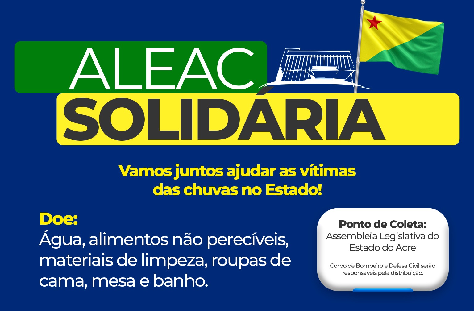 ALEAC inicia campanha para ajudar afetados pela enchente